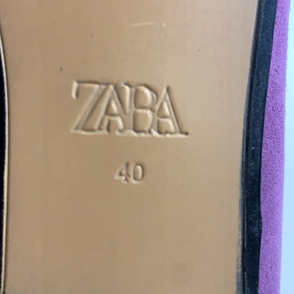 NWOT. Zara Purple Leather Ballet Flats with Bow Detail. Size 9. - Picture 5 of 5